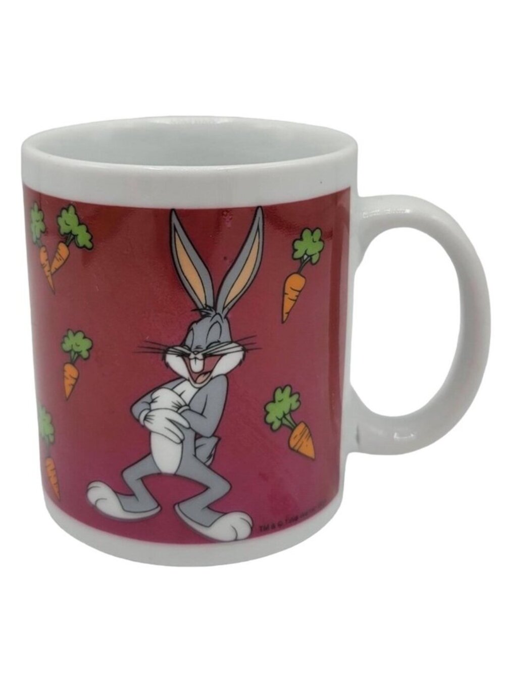 Looney Tunes Bugs Bunny Mug Red Carrots Laughing 1994 Warner Bros VTG READ